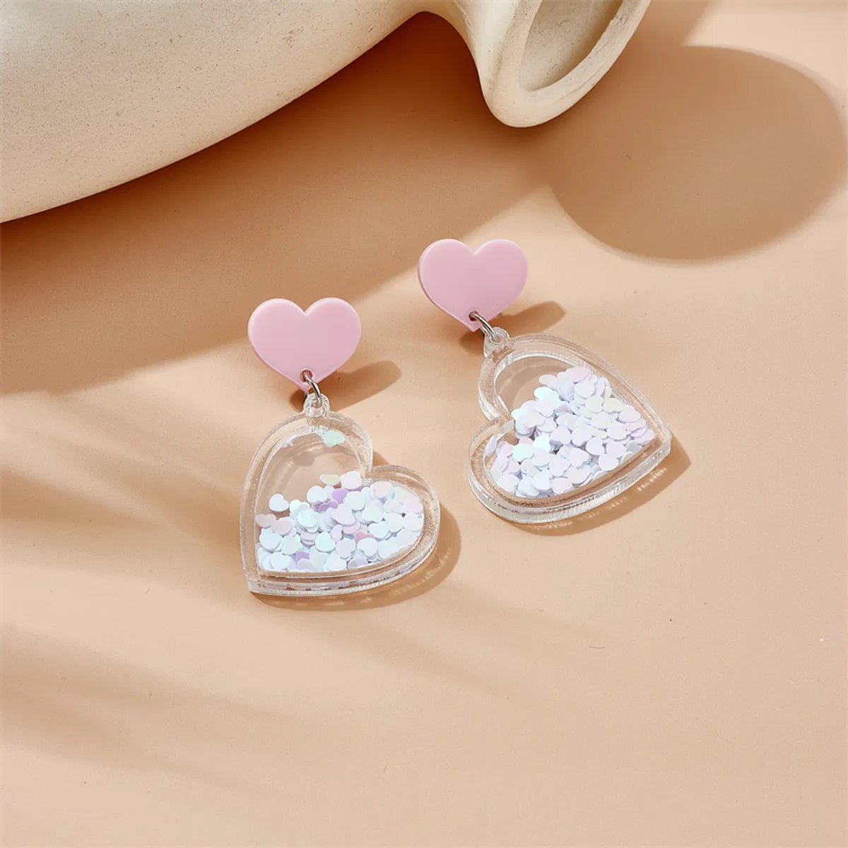 Cute Sweet Heart Shape Arylic Three-dimensional Women's Drop Earrings