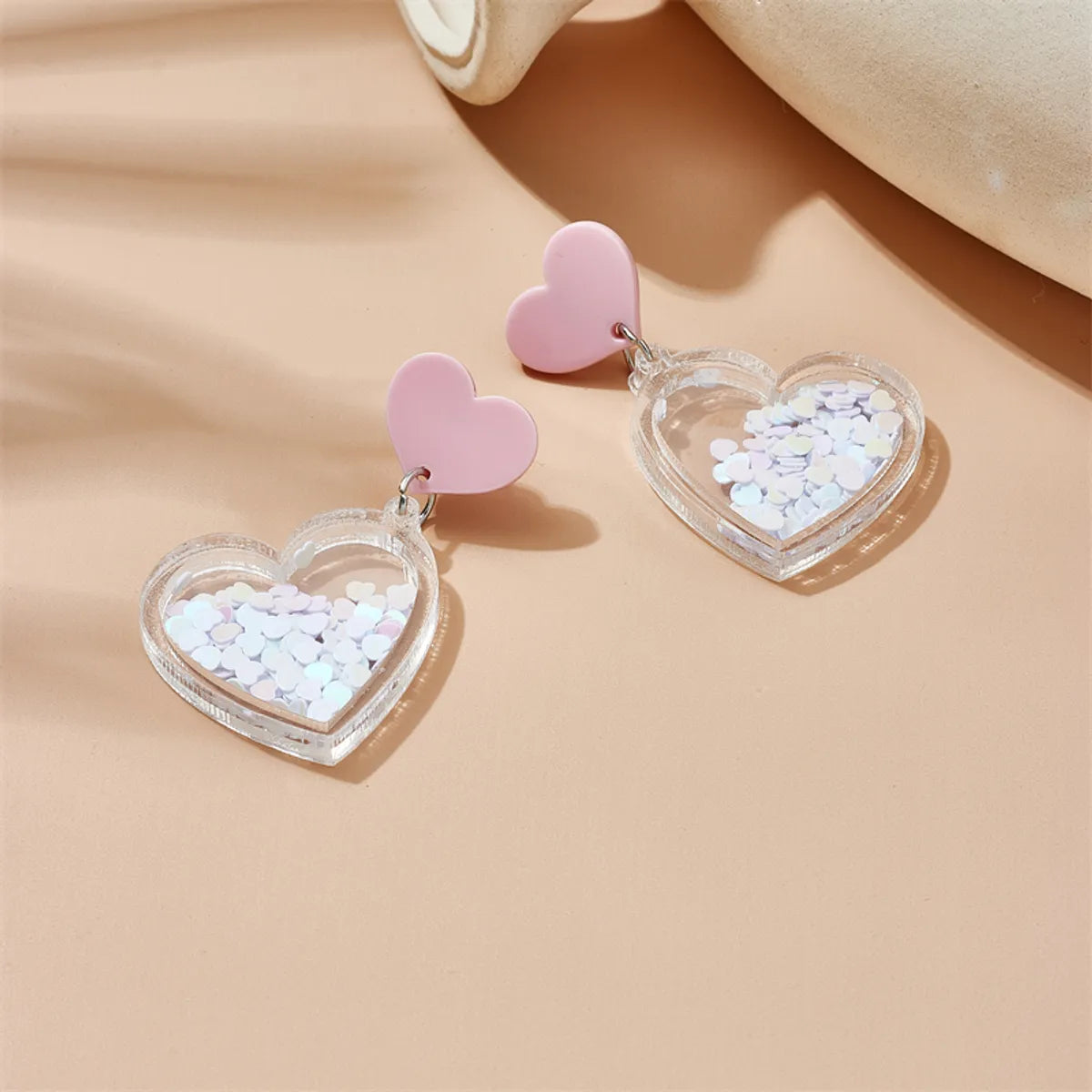 Cute Sweet Heart Shape Arylic Three-dimensional Women's Drop Earrings