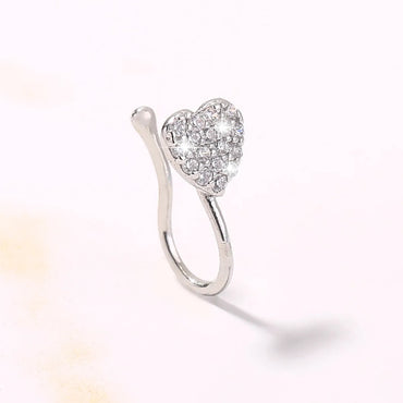 Cute Sweet Heart Shape Copper Plating Inlay Zircon Nose Ring