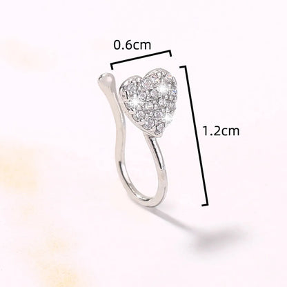 Cute Sweet Heart Shape Copper Plating Inlay Zircon Nose Ring