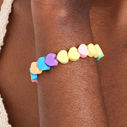 Cute Sweet Heart Shape Soft Clay Women'S Bracelets