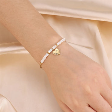 Cute Sweet Heart Shape 304 Stainless Steel Opal Bracelets In Bulk