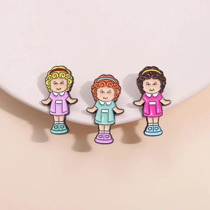 Cute Sweet Human Cartoon Character Alloy Stamping Stoving Varnish Plating Women'S Brooches