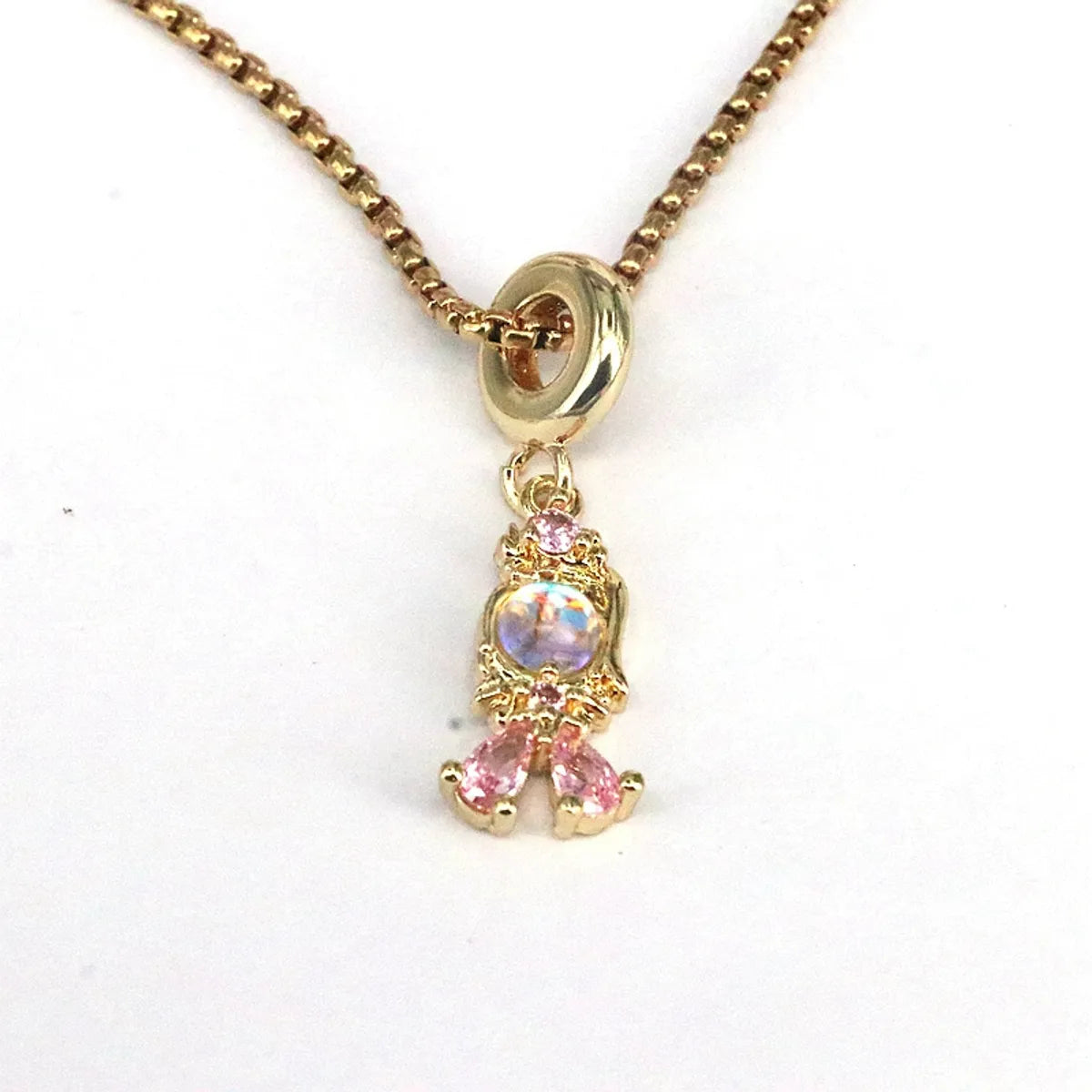 Cute Sweet Mermaid Copper Zircon Pendant Necklace In Bulk