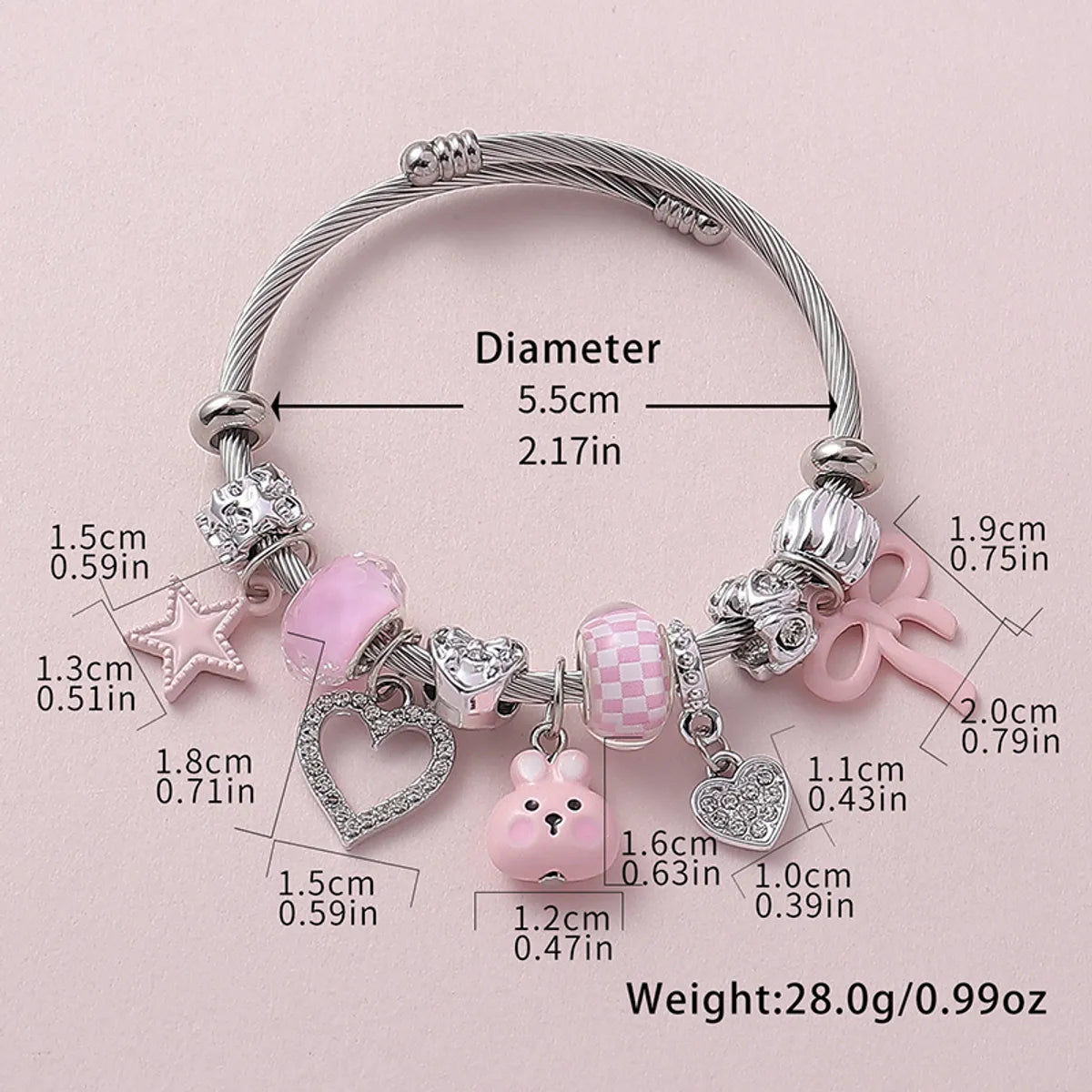 Cute Sweet Pastoral Star Heart Shape Bow Knot Rhinestones Alloy Copper Wholesale Bangle