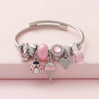 Cute Sweet Pastoral Star Heart Shape Bow Knot Rhinestones Alloy Copper Wholesale Bangle