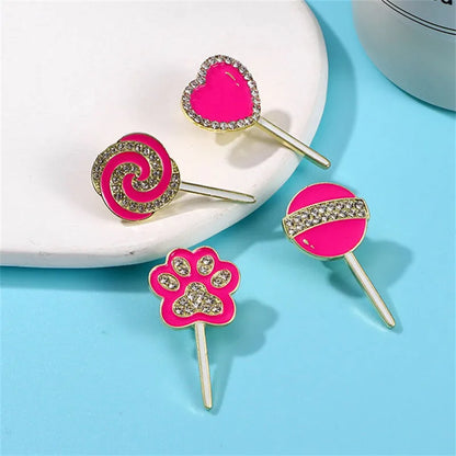 Cute Sweet Paw Print Heart Shape Candy Alloy Stoving Varnish Plating Inlay Rhinestones Women'S Corsage Brooches Collar Pin