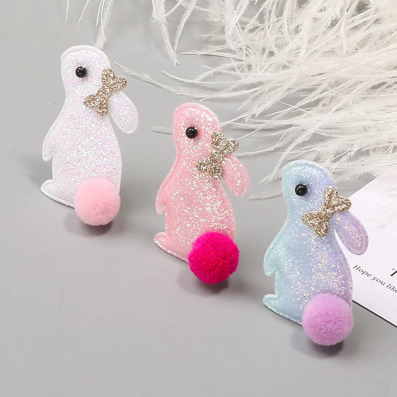 Cute Sweet Rabbit Cloth Sequins Inlay Glass Bead Hair Clip