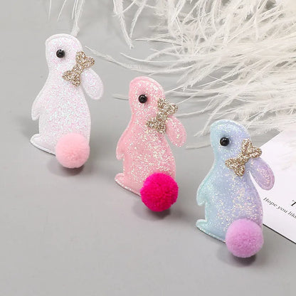 Cute Sweet Rabbit Cloth Sequins Inlay Glass Bead Hair Clip