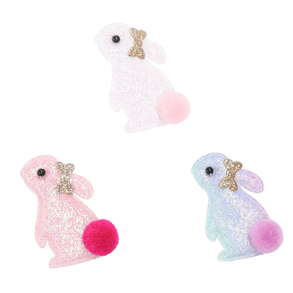 Cute Sweet Rabbit Cloth Sequins Inlay Glass Bead Hair Clip