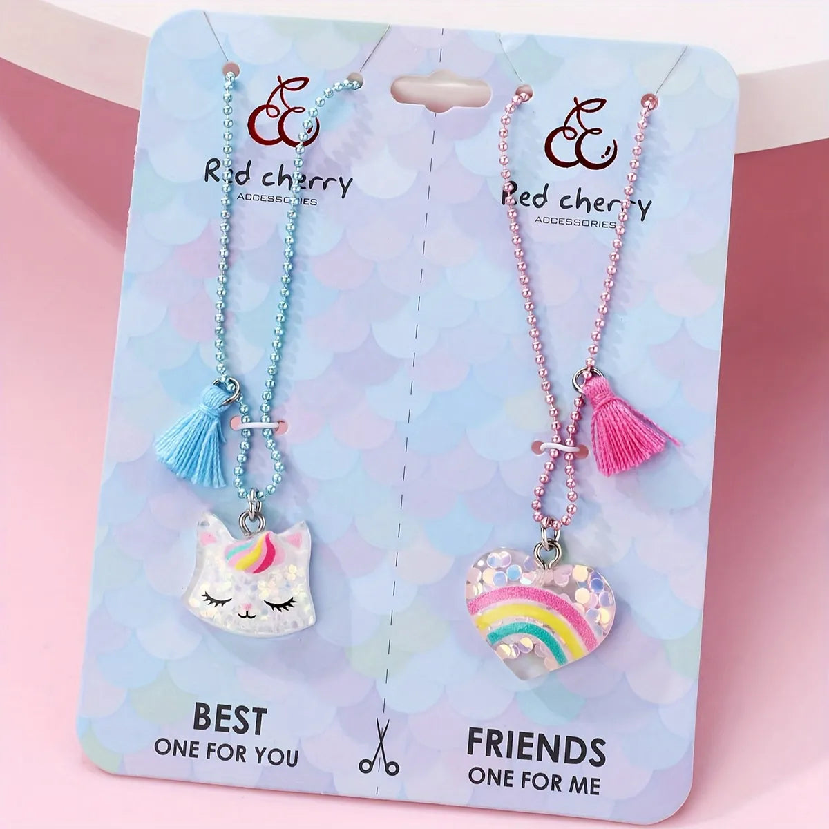 Cute Sweet Rainbow Cat Arylic Copper Wholesale Pendant Necklace