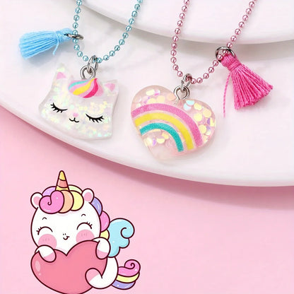 Cute Sweet Rainbow Cat Arylic Copper Wholesale Pendant Necklace