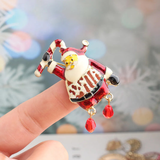 Cute Sweet Santa Claus Alloy Enamel Unisex Brooches