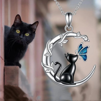 Cute Sweet Simple Style Animal Moon Cat Artificial Rhinestones Zircon Alloy Copper Wholesale Pendant Necklace