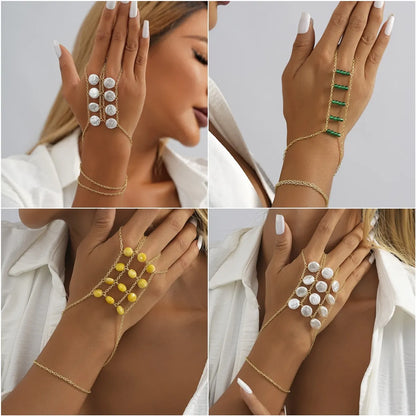 Cute Sweet Simple Style Asymmetrical Imitation Pearl Alloy Natural Stone Wholesale Bracelets