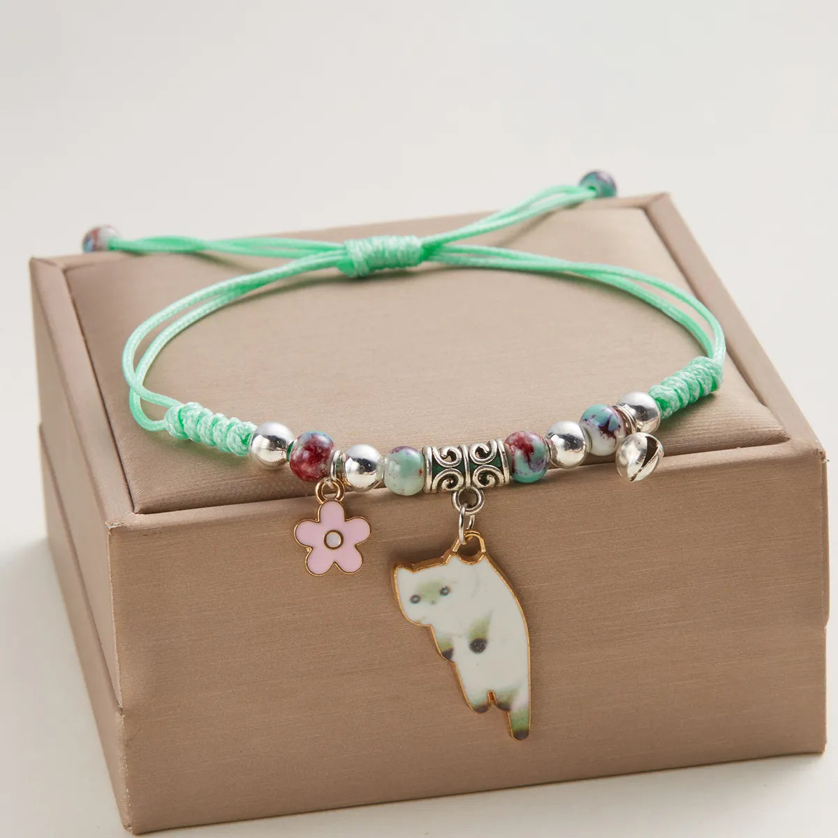 Cute Sweet Simple Style Cat Alloy Braided Rope Wholesale Drawstring Bracelets