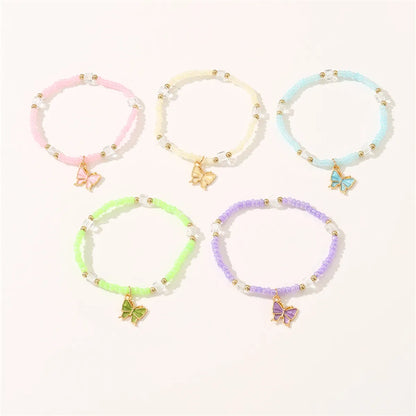 Cute Sweet Solid Color Plastic Beaded Women's Bracelets