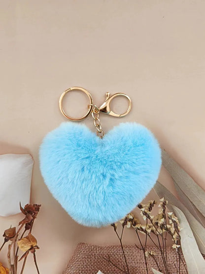 Cute Sweet Solid Color Plush Knitting Keychain