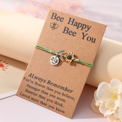 Cute Sweet Sunflower Bee 304 Stainless Steel CCB Alloy Enamel Carving Mother'S Day Women'S Drawstring Bracelets