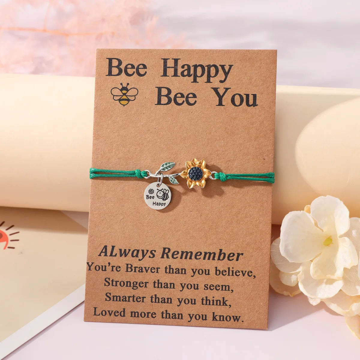 Cute Sweet Sunflower Bee 304 Stainless Steel CCB Alloy Enamel Carving Mother'S Day Women'S Drawstring Bracelets