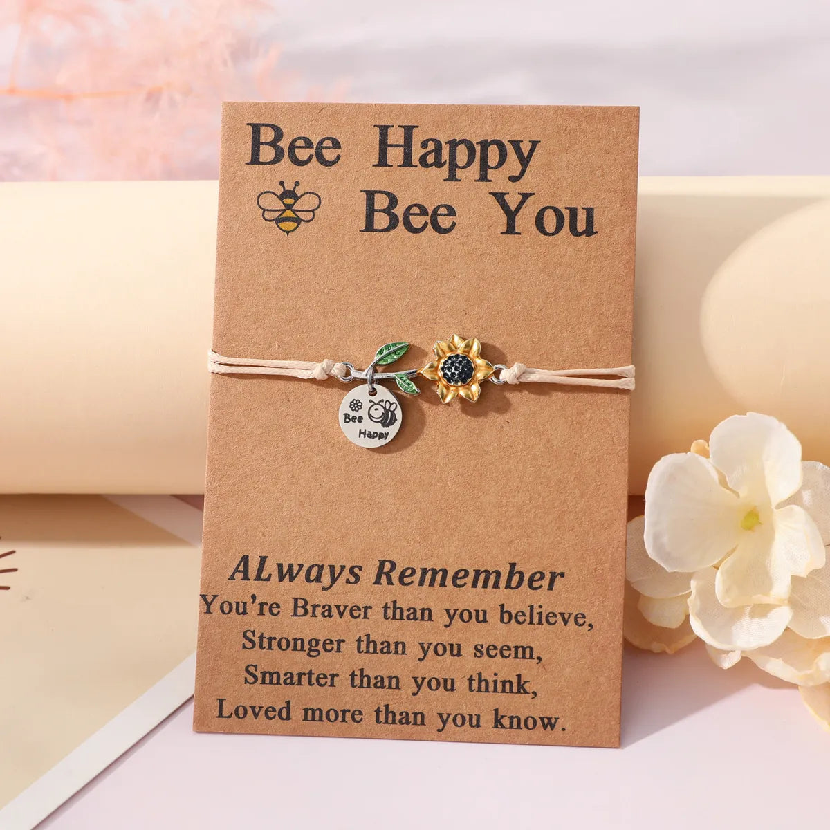 Cute Sweet Sunflower Bee 304 Stainless Steel CCB Alloy Enamel Carving Mother'S Day Women'S Drawstring Bracelets