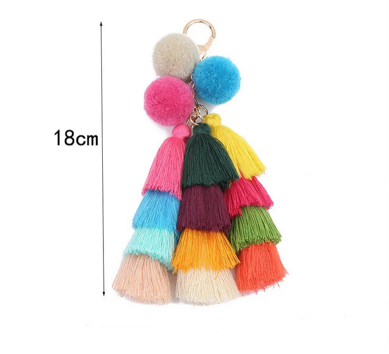 Cute Sweet Tassel Ball Alloy Cotton Bag Pendant Keychain