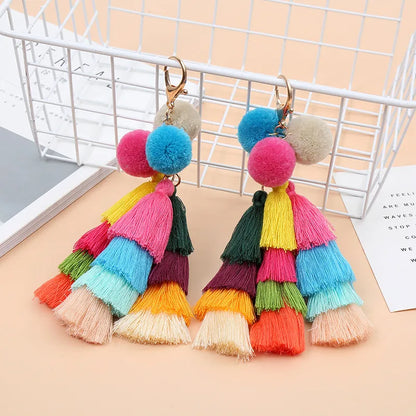 Cute Sweet Tassel Ball Alloy Cotton Bag Pendant Keychain