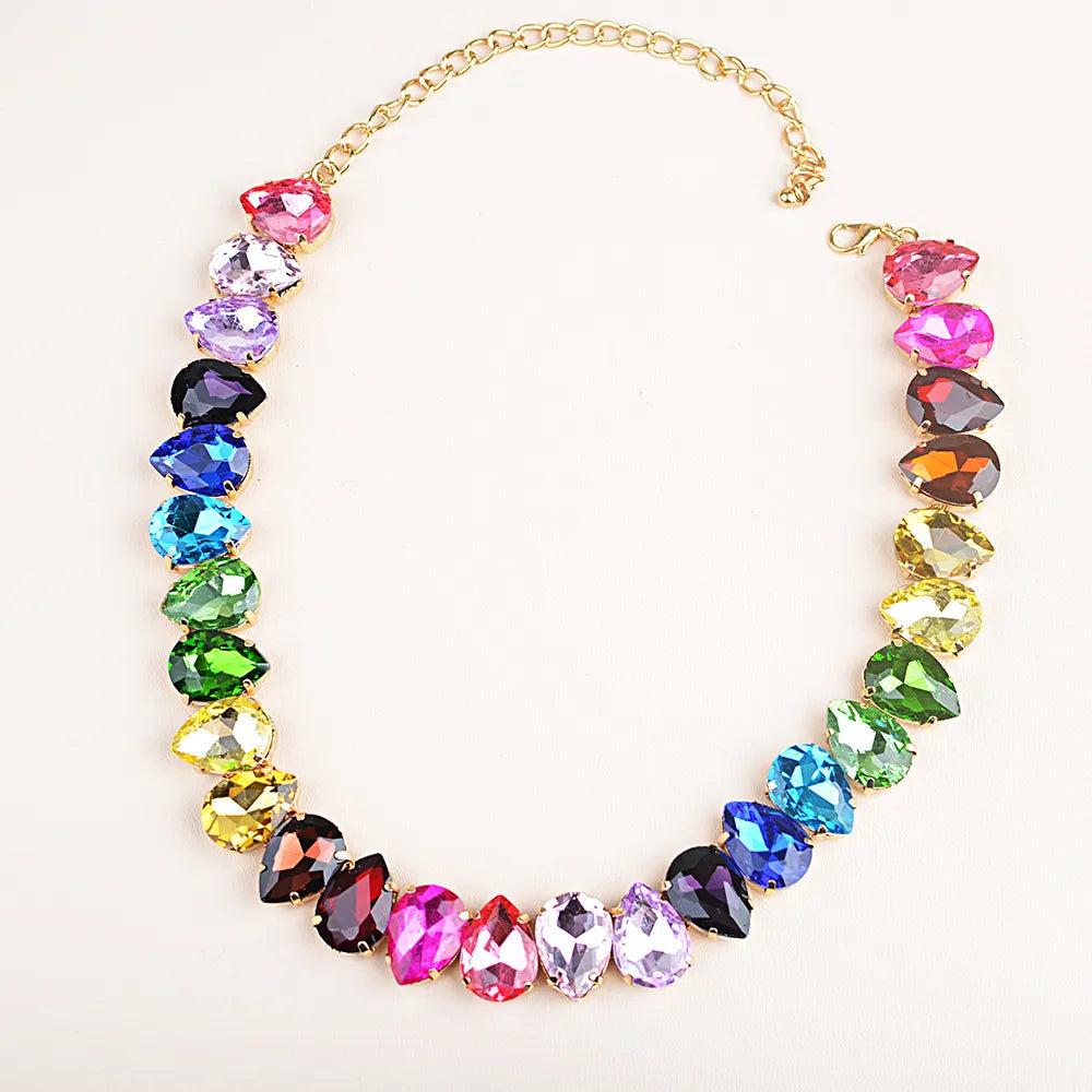 Cute Sweet Water Droplets Rhinestone Women'S Necklace