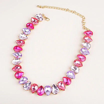 Cute Sweet Water Droplets Rhinestone Women'S Necklace