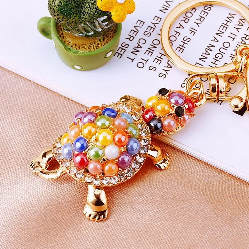 Cute Tortoise Alloy Inlay Rhinestones Women'S Bag Pendant Keychain