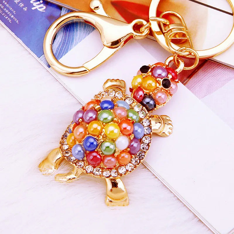 Cute Tortoise Alloy Inlay Rhinestones Women'S Bag Pendant Keychain