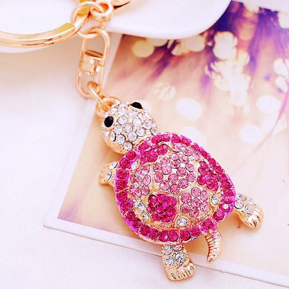 Cute Tortoise Alloy Inlay Rhinestones Women'S Bag Pendant Keychain