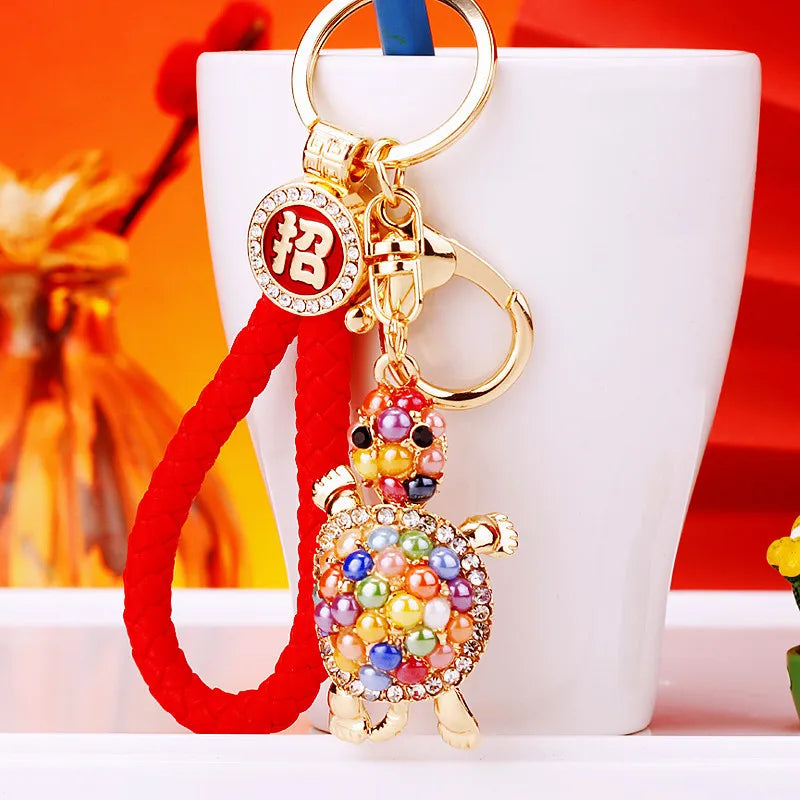 Cute Tortoise Alloy Inlay Rhinestones Women'S Bag Pendant Keychain