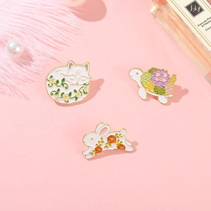 Cute Tortoise Rabbit Cat Alloy Plating Unisex Brooches