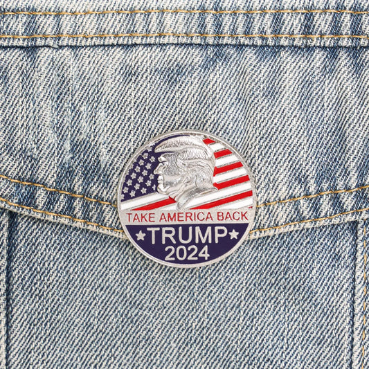 Cute Trump American Flag Metal Unisex Brooches