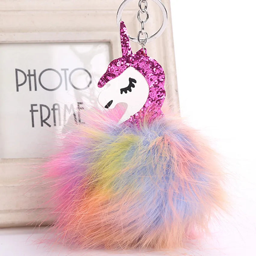 Cute  Imitation Fox Fur Unisex Keychain