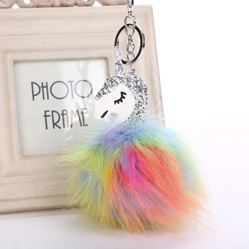 Cute  Imitation Fox Fur Unisex Keychain