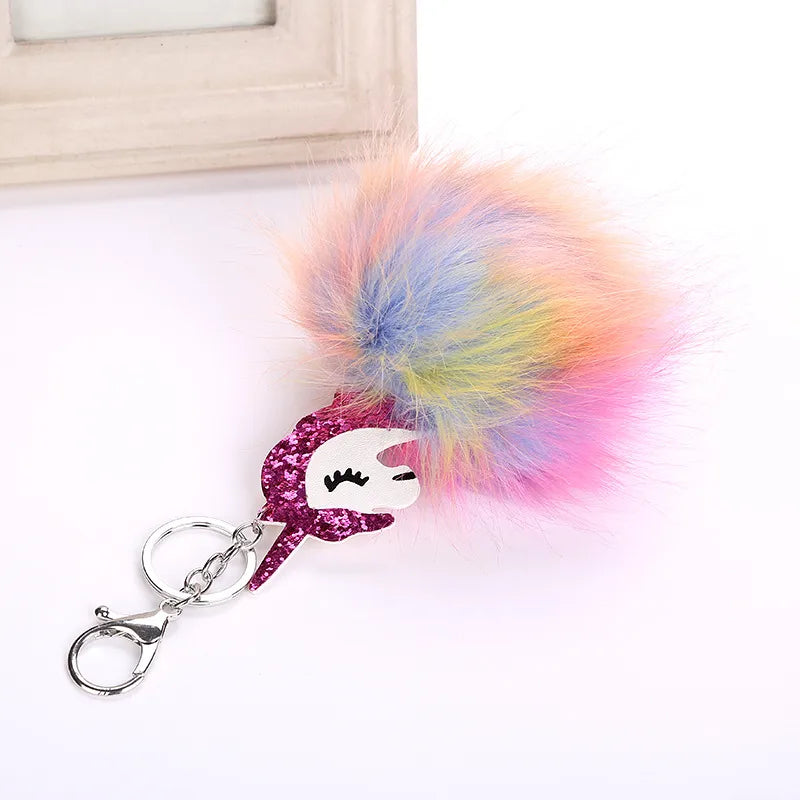 Cute  Imitation Fox Fur Unisex Keychain