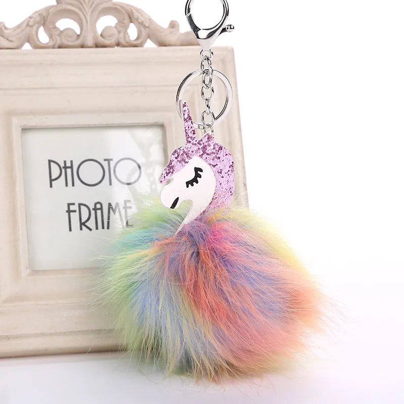 Cute  Imitation Fox Fur Unisex Keychain