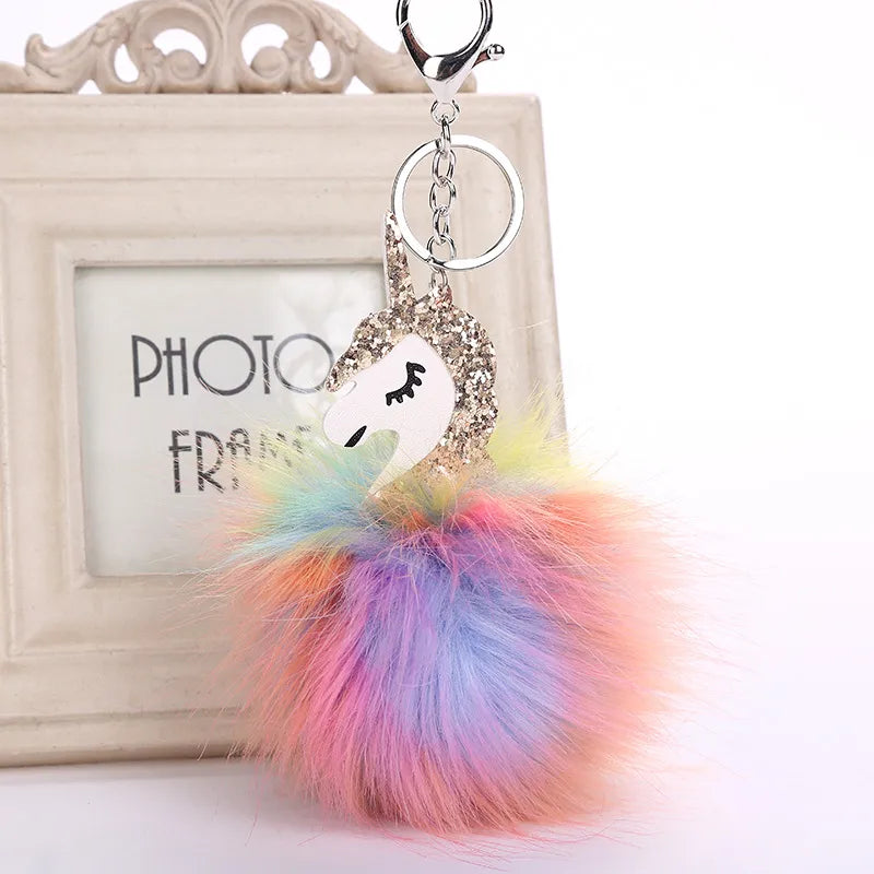 Cute  Imitation Fox Fur Unisex Keychain