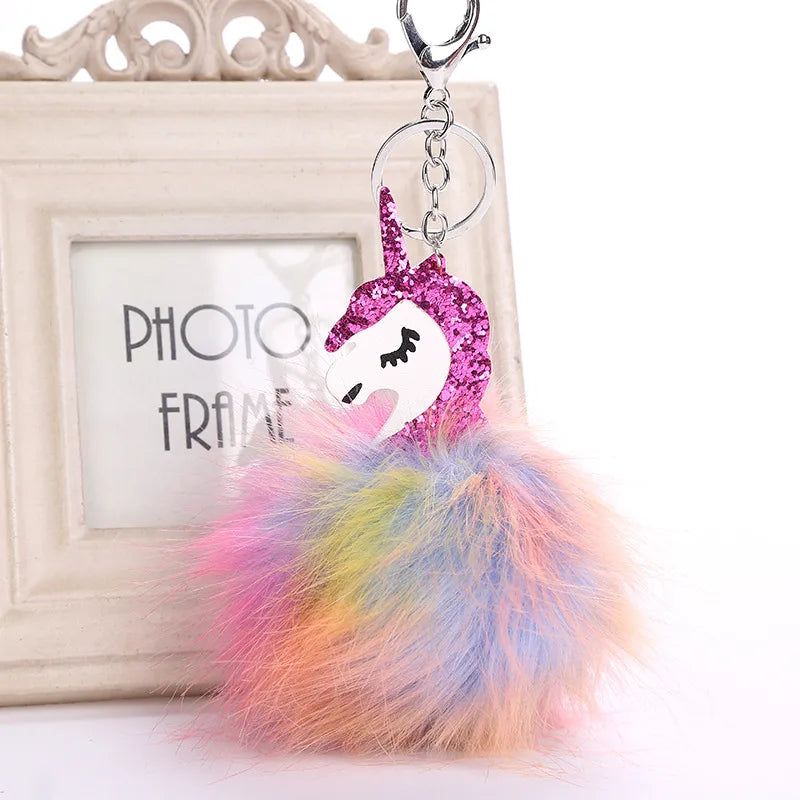 Cute  Imitation Fox Fur Unisex Keychain