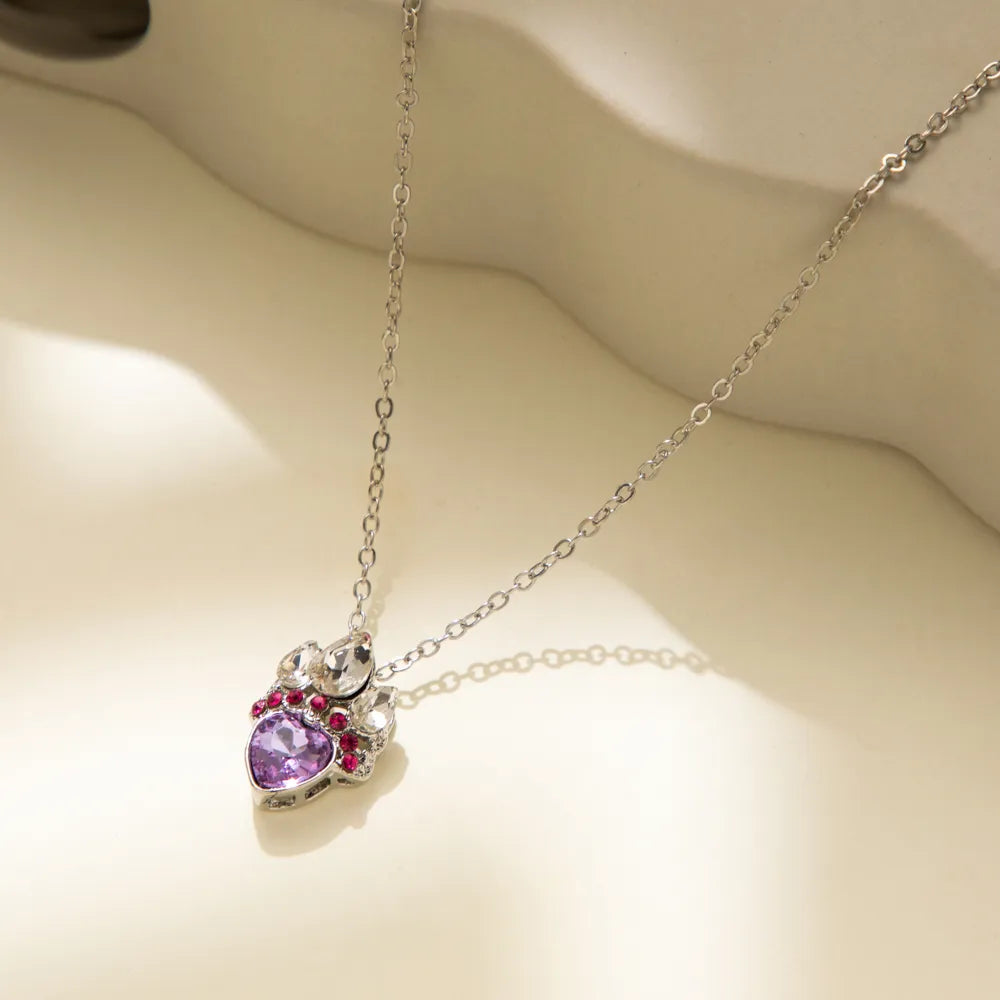 Cute Vacation Heart Shape Alloy Plating Inlay Artificial Gemstones Women'S Necklace