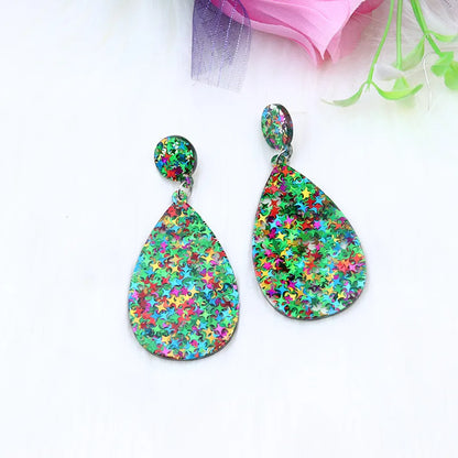 Cute Water Droplets Arylic Printing Women'S Drop Earrings 1 Pair