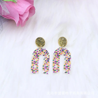 Cute Water Droplets Arylic Printing Women'S Drop Earrings 1 Pair