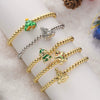 Cute Women's Copper Bead Bracelet With Colorful Oildropping Finish Geometric Christmas Tree And Snowman Charms Festive Jewelry Gift
