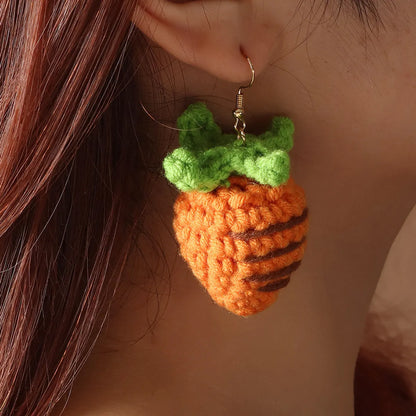 Cute Wool Fruit Carrot Strawberry Earrings Wholesale Gooddiy