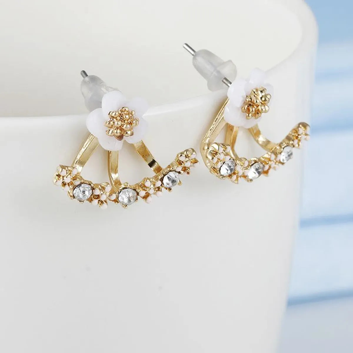 Geometric Plating Alloy Artificial Gemstones Earrings