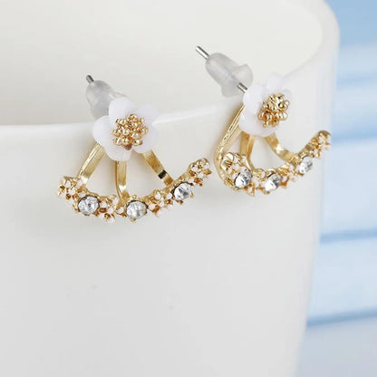 Geometric Plating Alloy Artificial Gemstones Earrings