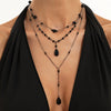 Dark Gothic Glass Crystal Blood Drip Tassel Y Necklace With Geometric Pendant Electroplated Finish And Lobster Clasp