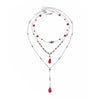 Dark Gothic Glass Crystal Blood Drip Tassel Y Necklace With Geometric Pendant Electroplated Finish And Lobster Clasp